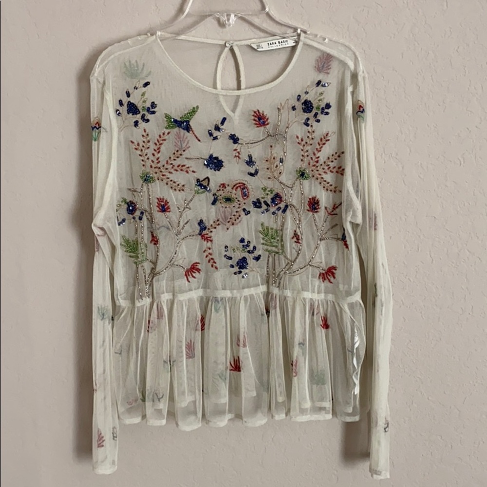 mesh top with beaded details!